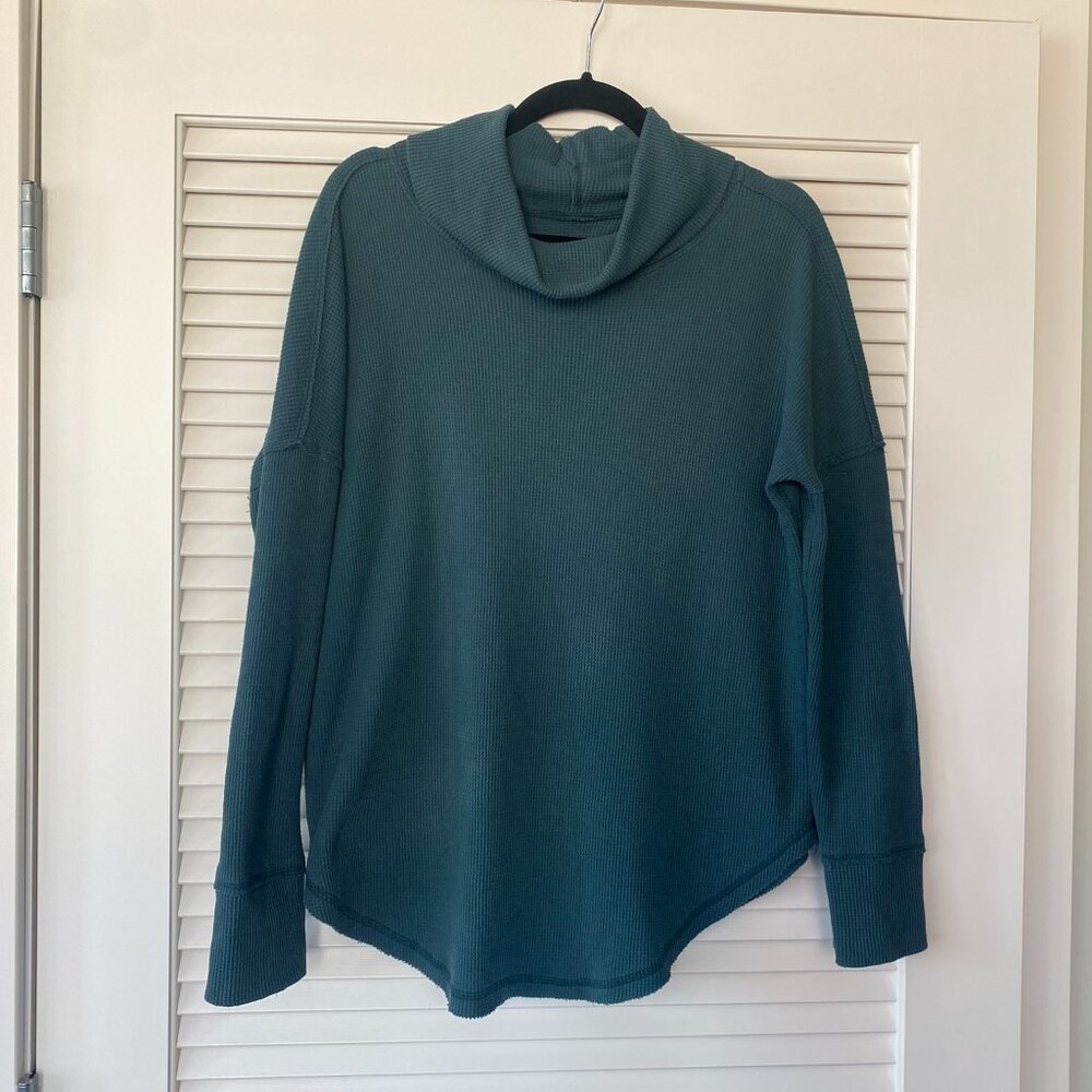 Anthropologie Maeve Ainsley Cowl Neck Thermal Turtleneck, Green, Size S